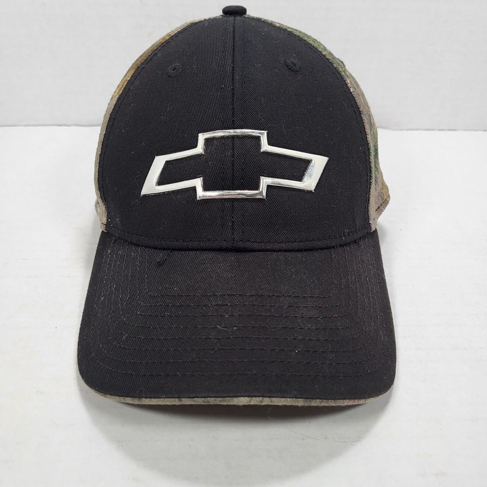 GM Chevrolet Black Camo Camouflage RealTree‎ Hook Loop Adjustable Hat